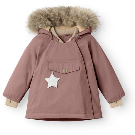 Mini A ture Light plum Wang Fleece Vinterjakke m. Pels - Str. 18 mdr/86