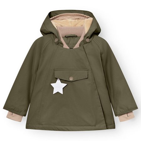 Mini A ture Olive night Wang Fleece Vinterjakke - Str. 12 mdr/80